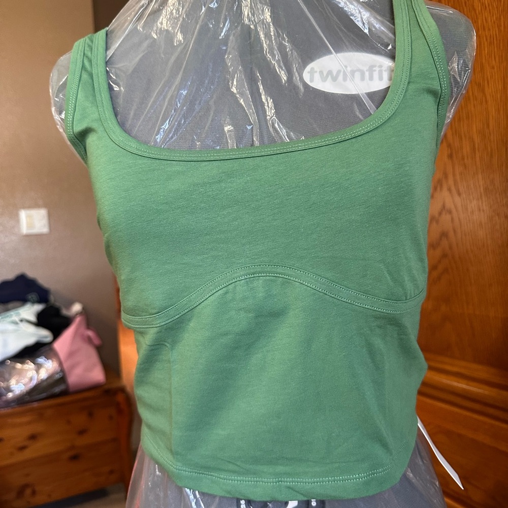 NWT Pink Victoria secret olive Green  crop Tank Top size large